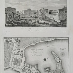 VEDUTA DELLA PIAZZA ANTICA DI S. GIOVANNI DI MALTA E PIANTA DEL PORTO DI MESSINA
